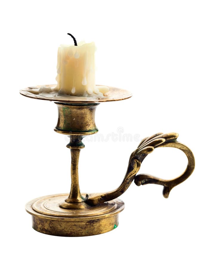 Castiçal com a vela isolada no branco imagem de stock Castiçal com a vela isolada no branco imagem de stock