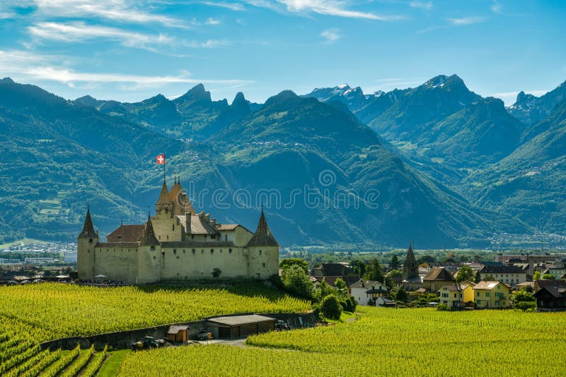 Castle Aigle in City of in Switzerland Editorial Photography - Image of historic, castle: