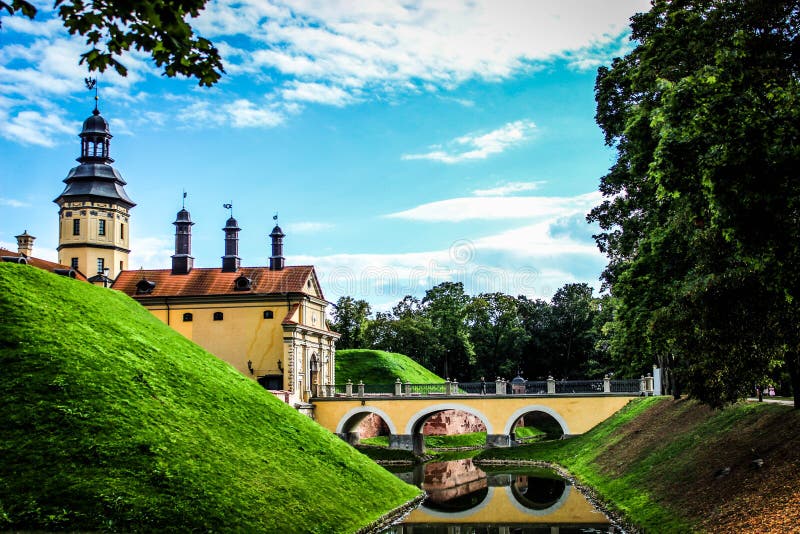 Castle in Belarus, Landmarks in Belarus, Nesvizh Castle, Journey Stock