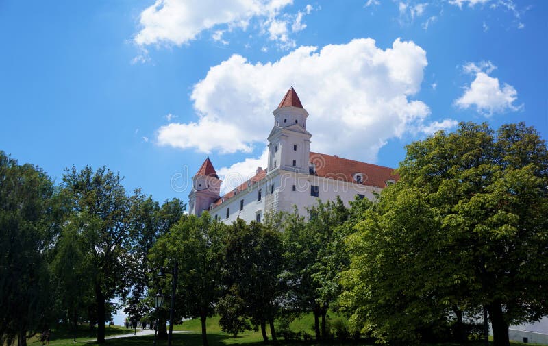 Bratislava castle behind trees