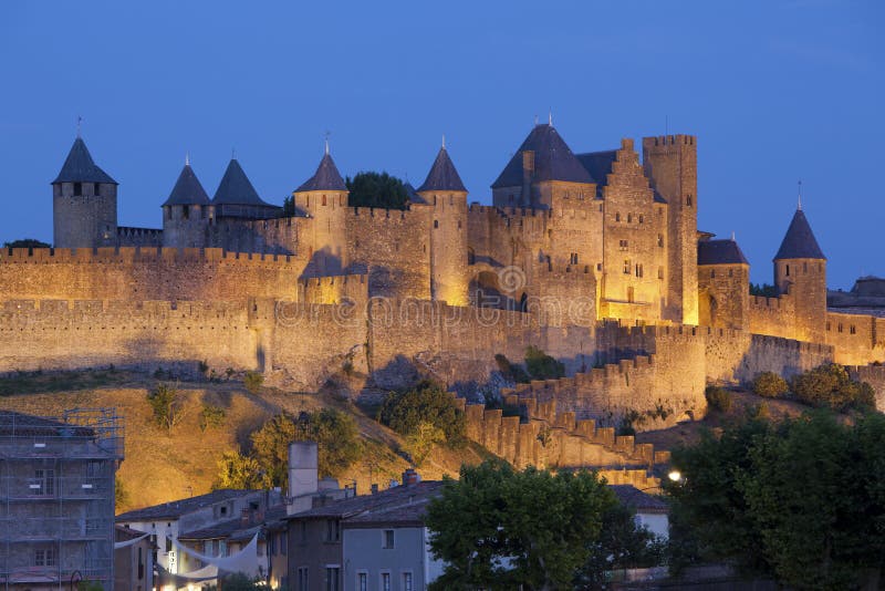 Aerial Top View Of Carcassonne Medieval City And Fortress Castle From Above,  Sourthern France Stock Photo, Picture and Royalty Free Image. Image  81282595.