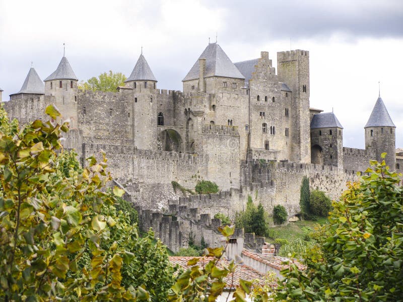 Aerial Top View of Carcassonne Medieval City and Fortress Castle from Above,  France Stock Photo - Image of castle, ancient: 105550040