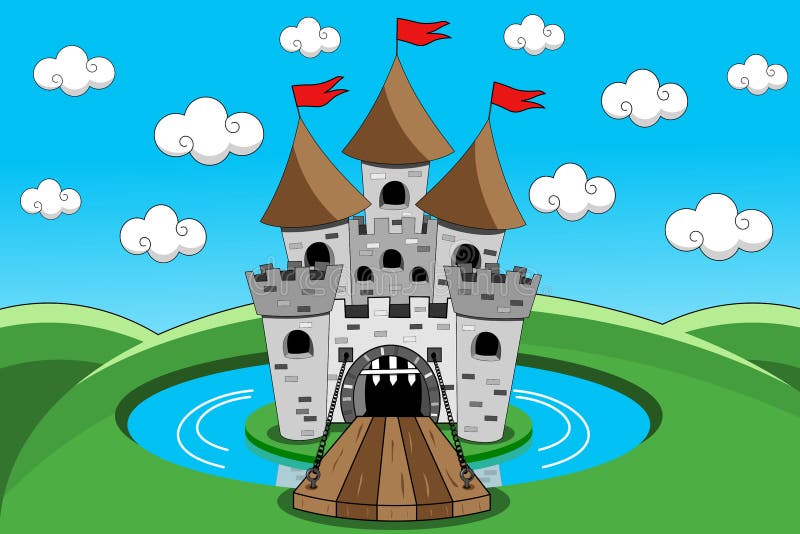 Castle Cartoon Lift Bridge Moat Gate Outdoor stock illustration Castle Cartoon Lift Bridge Moat Gate Outdoor stock illustration
