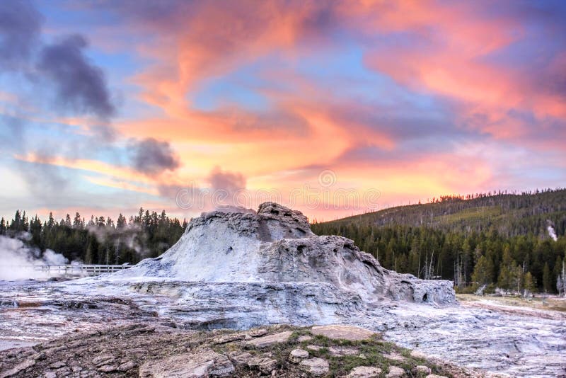 Castle Geyser at Sunset (Yellowstone)