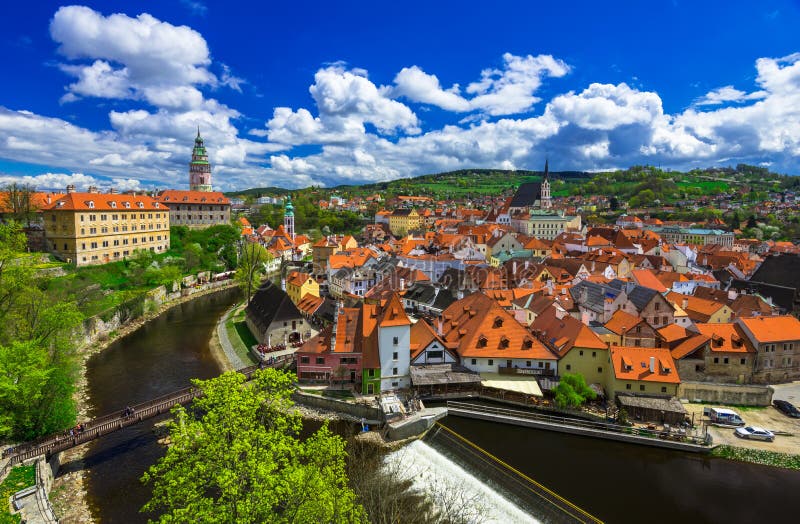 Castle and houses in Cesky Krumlov, Czech republic