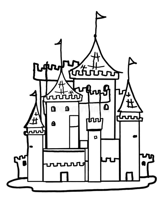 Castle Illustration Drawing King Cartoon Drawing Coloring Stock Vector -  Illustration of historic, chateau: 108181734