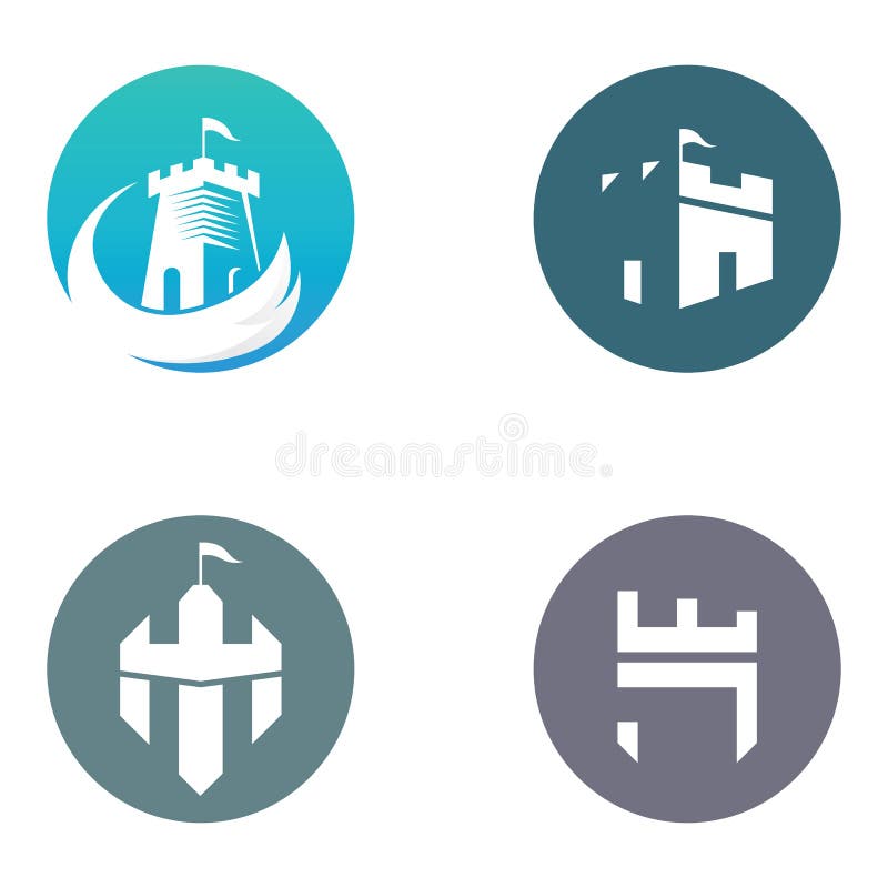 Castle Logo Silhouette, Castle Logo with Shield Combination Design