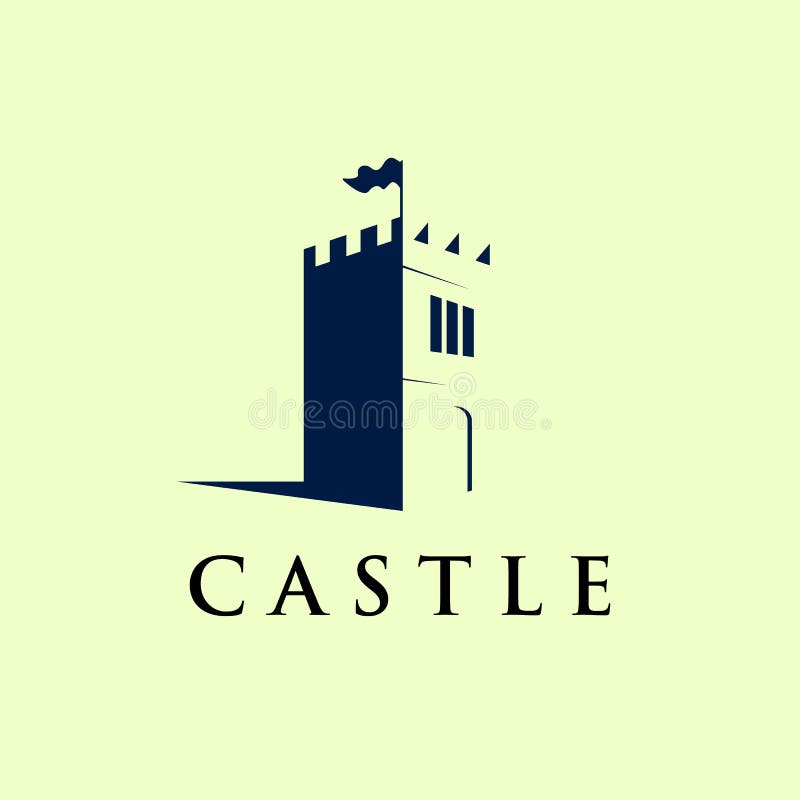 Castle Logo Template in negative space, Icon, Symbol - Vector stock illustration