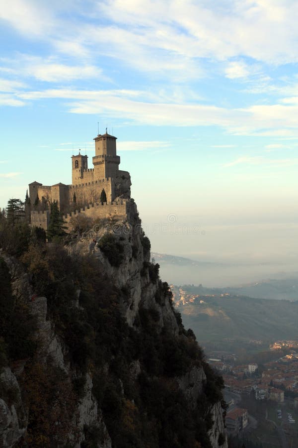 The castle on a mountain stock photography