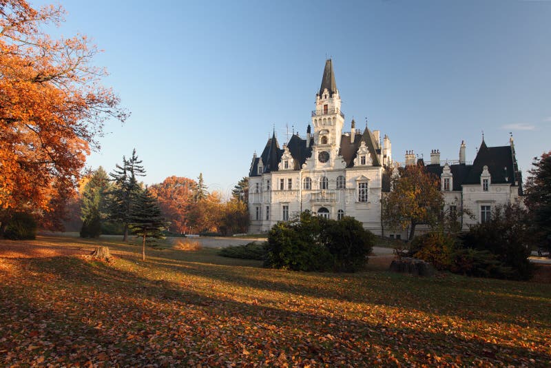 Castle and park in Budmerice - Autumn view