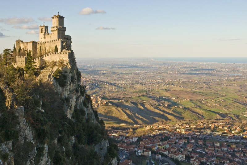 Castle of San Marino viewed from a nearest hill