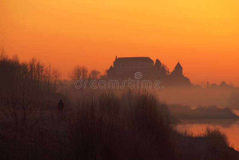 Castle Silhouette In Winter Morning