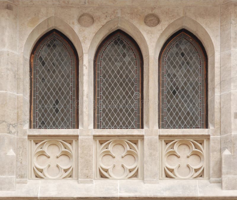 Castle windows. Corvin's Castle windows after restoration royalty free stock photo