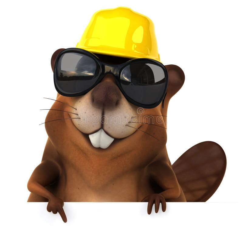 El Castor Del Arquitecto Que Ostenta Su Diseño Con El Casco Amarillo