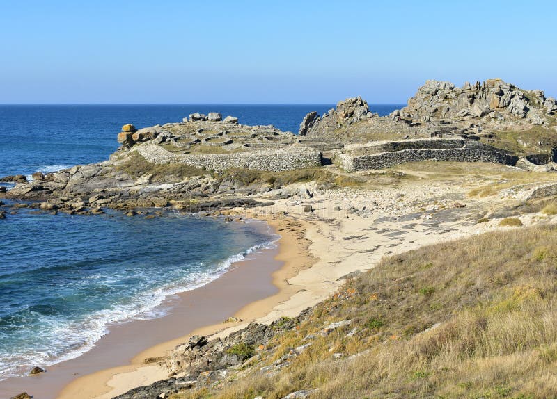 Famous Castro de BaroÃ±a, the best preserved of all Galician forts known as Castros. Porto do Son, Galicia, Spain.