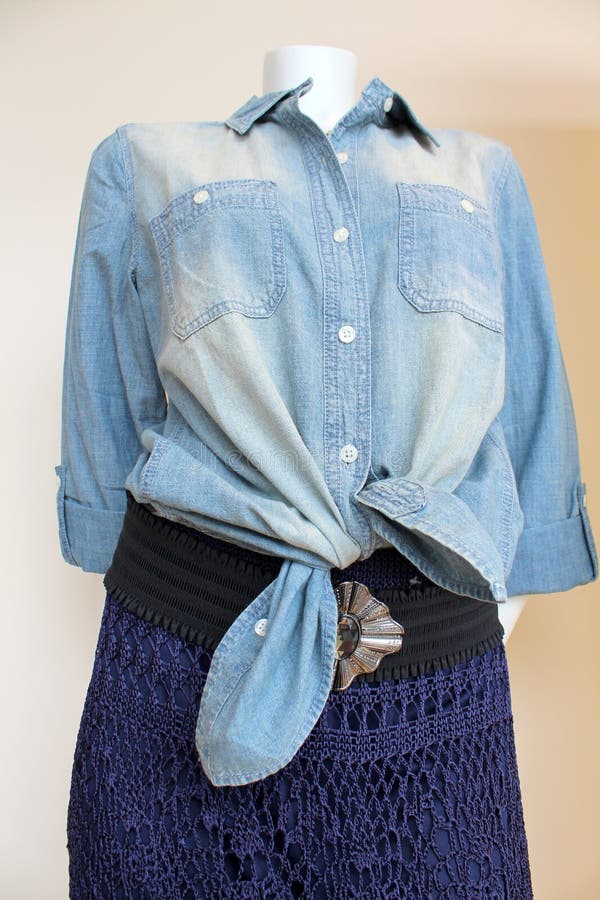 Casual Blue Denim Outfit on Mannequin Stock Photo - Image of display ...