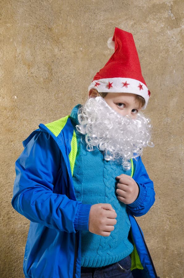 Casual Boy with Santa Costume Stock Photo Image of claus, party 47811500