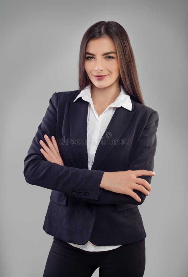 Casual Business Woman with Arms Crossed Stock Image - Image of leading ...