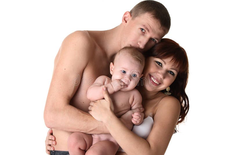 Casual family - man, woman, baby