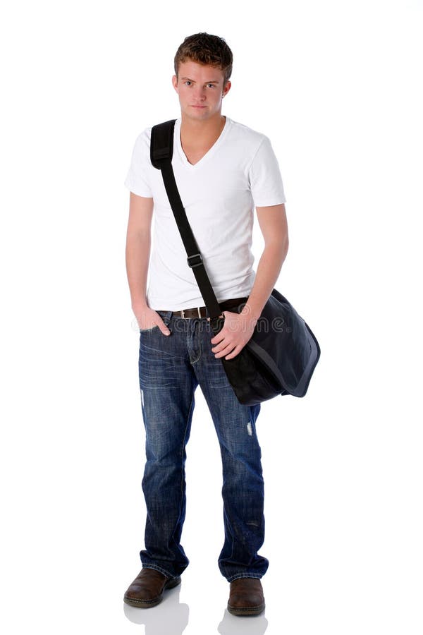 Casual guy with laptop bag