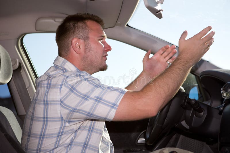 Casual man in car