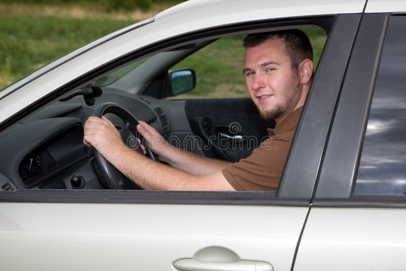 Casual man in car