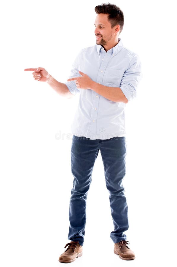 Casual Man Pointing To The Side Stock Image Image 32158699