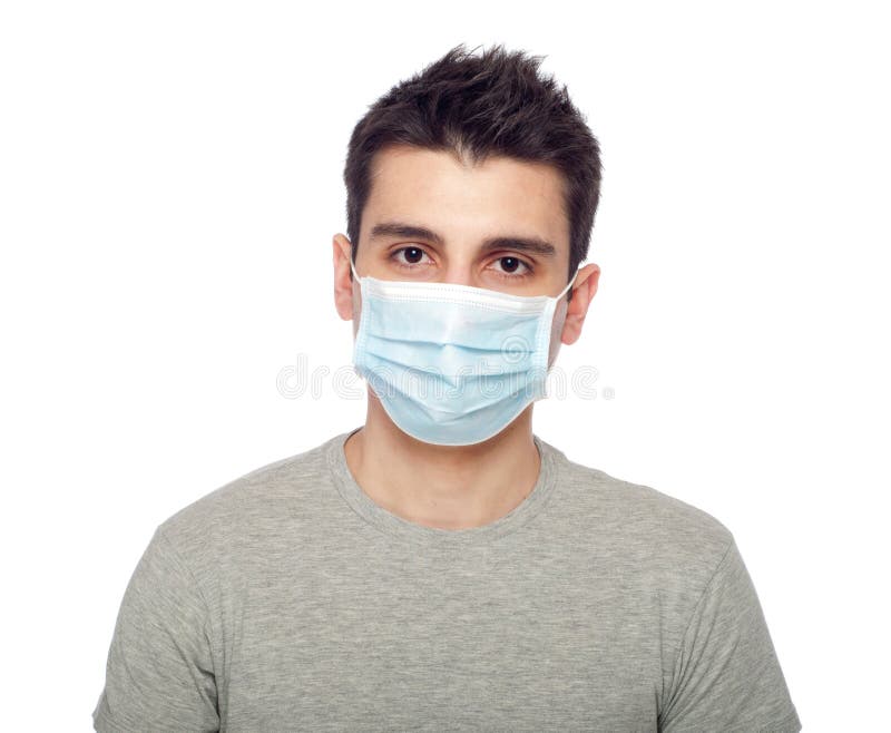 Casual man in protective mask stock photography