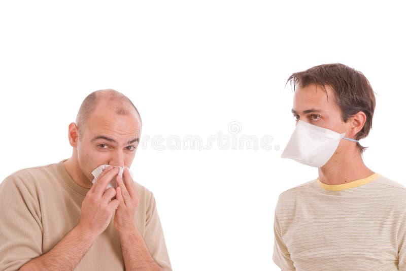 Casual men with flu royalty free stock photo