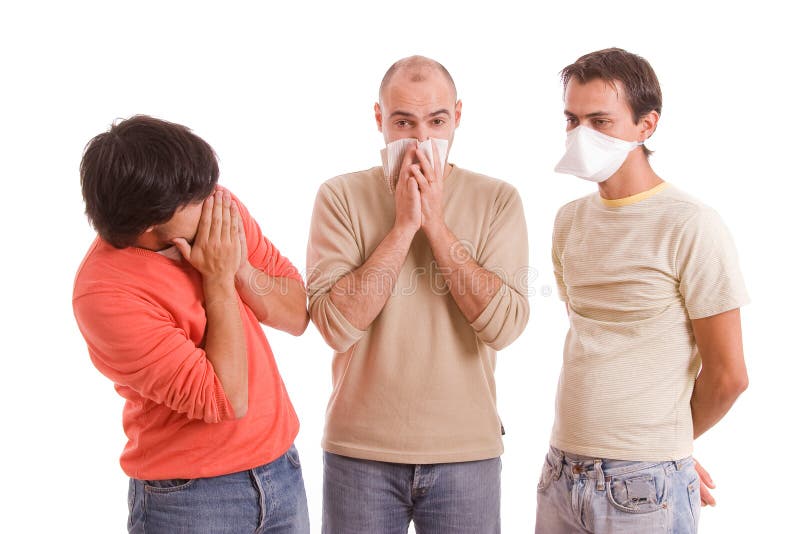 Casual men with flu royalty free stock image