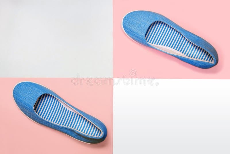 Casual Summer Footwear on Pink and Blue Background. Women or Teenage ...