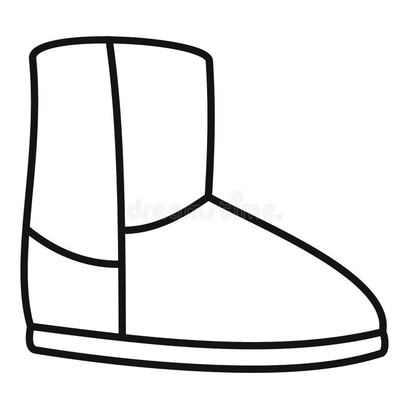 Casual Ugg Boot Icon, Outline Style Stock Vector - Illustration of ...