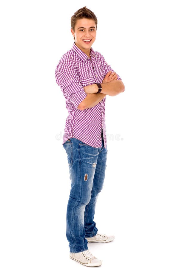 Portrait of Confident Young Man Standing Arms Crossed Stock Image ...