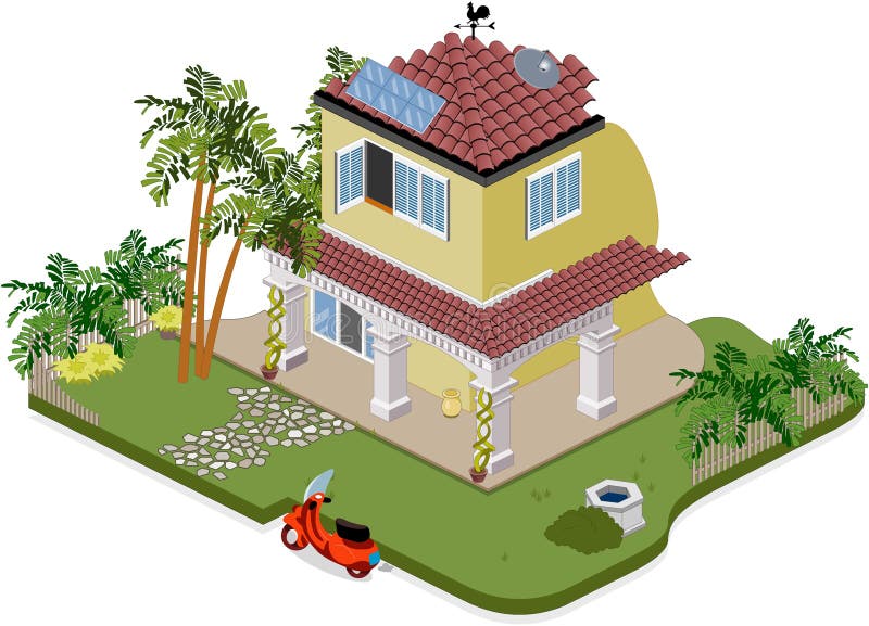 Casă cu grădină stock illustration
