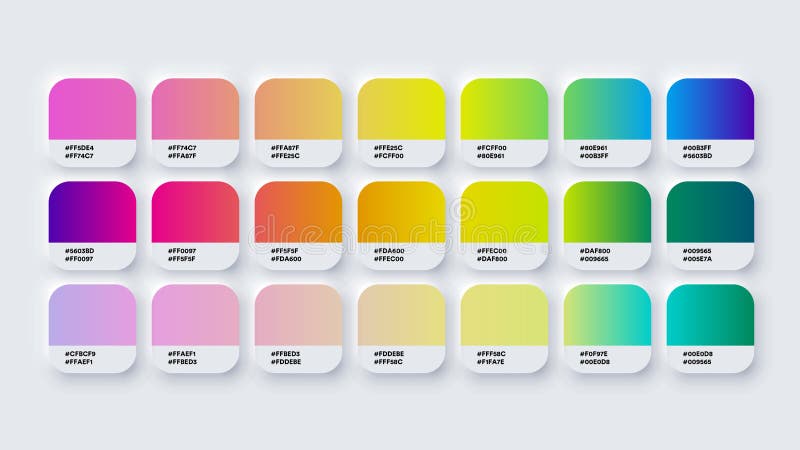 Catálogo De La Paleta De Colores Muestra Gradiente En Rgb O Hex Pastel Y  Neón Ilustración del Vector - Ilustración de muestras, modelo: 215023828