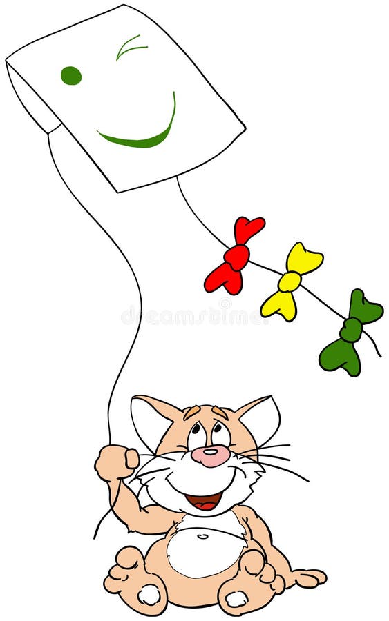 Cat and kite stock vector. Illustration of drawing, paper 24466438