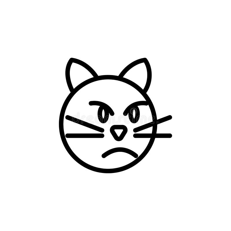 Cat Angry Emoji Outline Icon. Signs and Symbols Can Be Used for