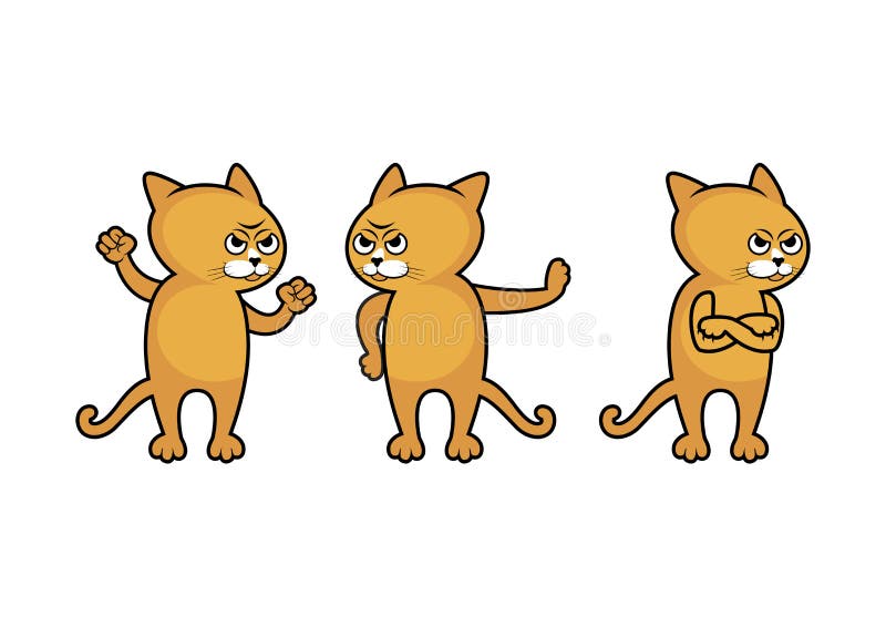 Funny Grumpy Orange Cat Icon Vector. Angry Cat Cartoon Character