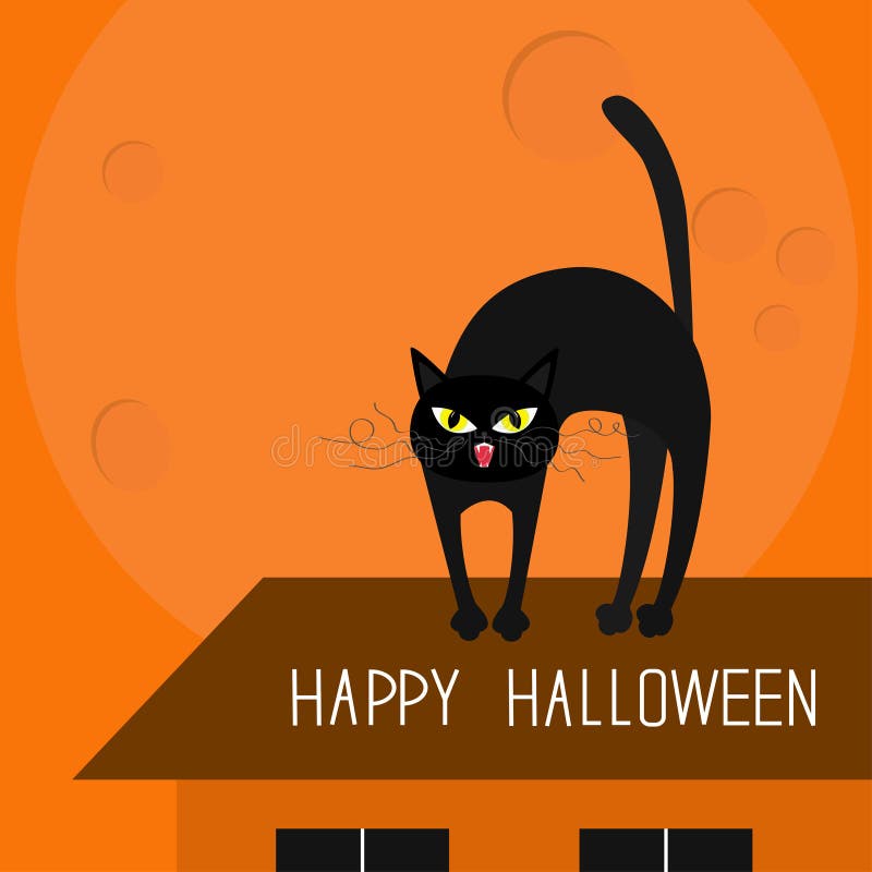 Black cat with arched back line and solid icon, halloween concept