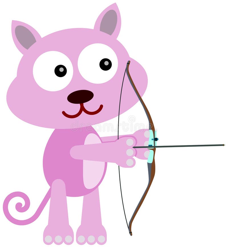 Cat archer stock illustration. Illustration of goal, cute 32349302