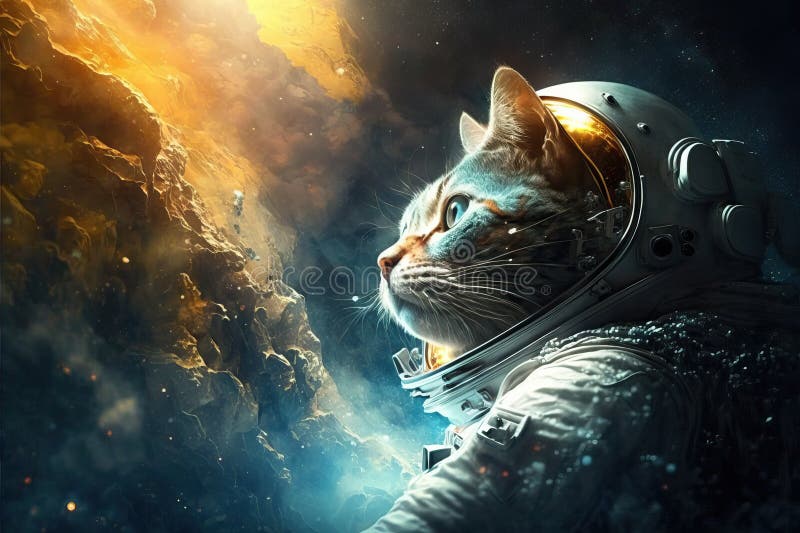 Cat astronaut in Colourful Cosmos - Generated with AI