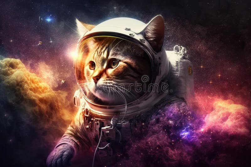 Cat astronaut in Colourful Cosmos - Generated with AI