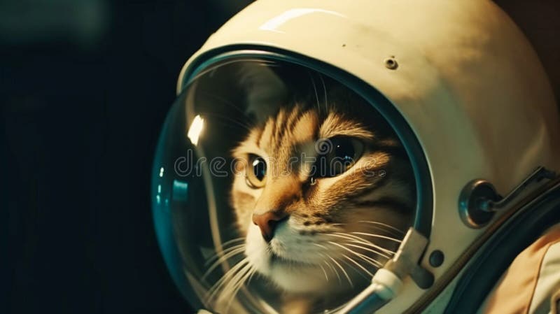 Cat astronaut exploring outer space stock photos