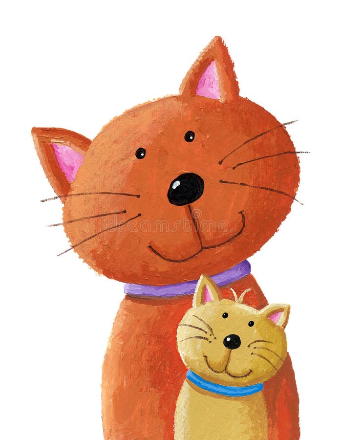 Cat and baby kitten vector illustration Cat and baby kitten vector illustration