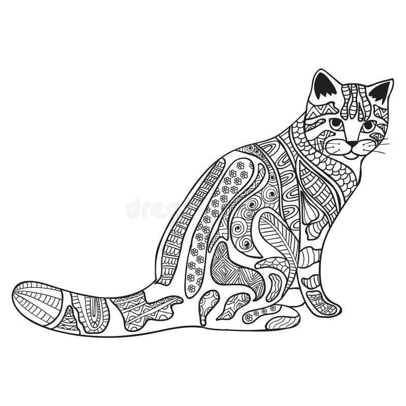 Adult Coloring Book Page Cute Cat Playing Ball Image Relaxing Stock Vector  by ©nonuzza 225655648