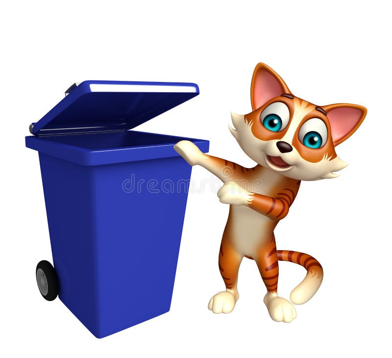 Cat and bin stock vector. Illustration of illustration 61101051
