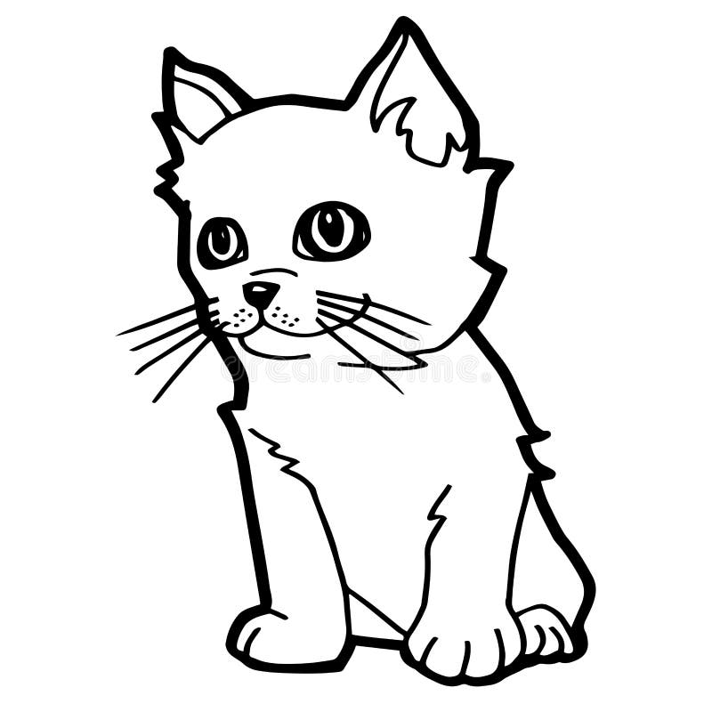 Cat Cartoon Line Art Vector Stock Vector - Illustration of ...