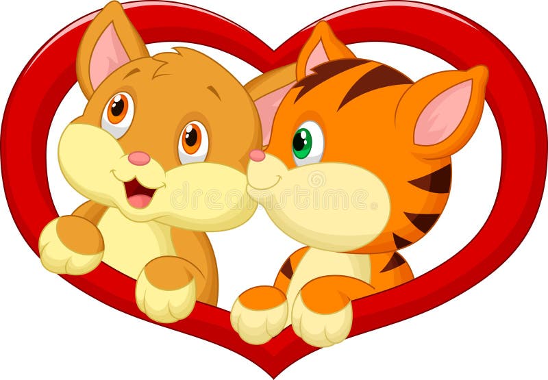 Cat Cartoon In Love Stock Vector Illustration Of