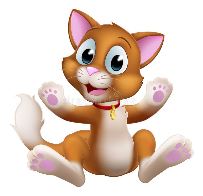 Cat Cartoon Pet Kitten Cute Animal Character stock illustration