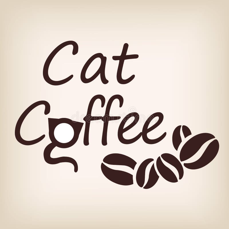 Cat Coffee Logo Design. Vector Illustration. Stock Vector